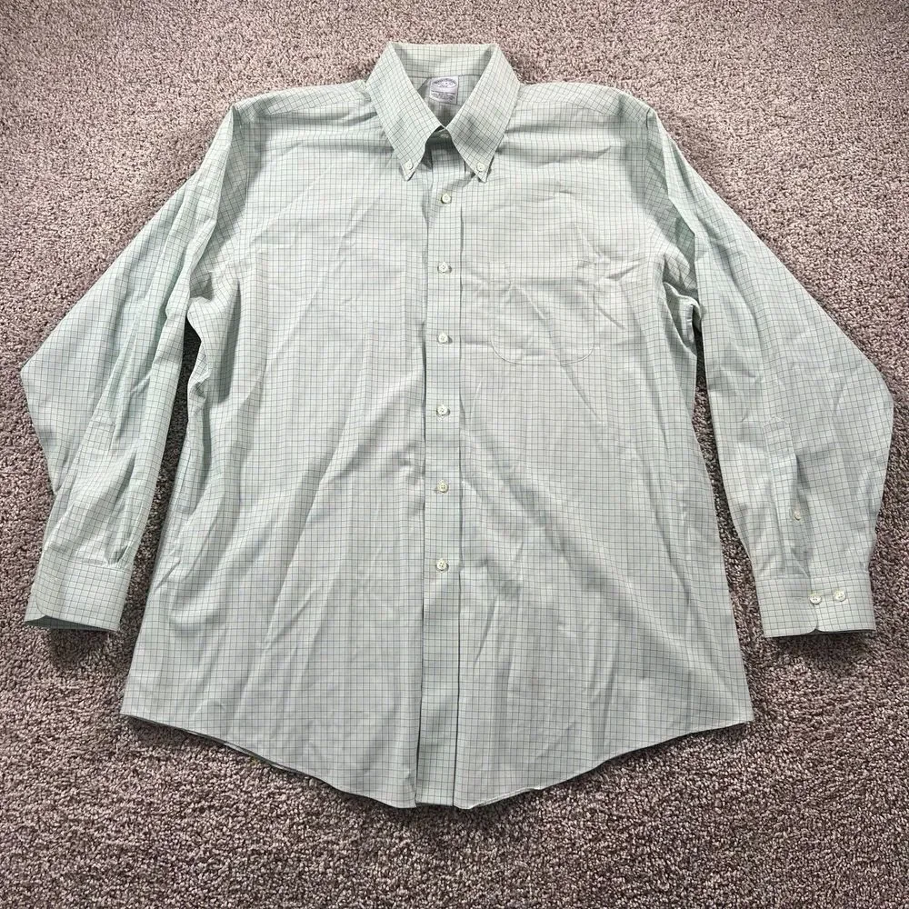 Vintage Brooks Brothers 346 Shirt Men 17.5-4/5 Plaid Slim Fit Classiccore Pocket - Picture 1 of 16